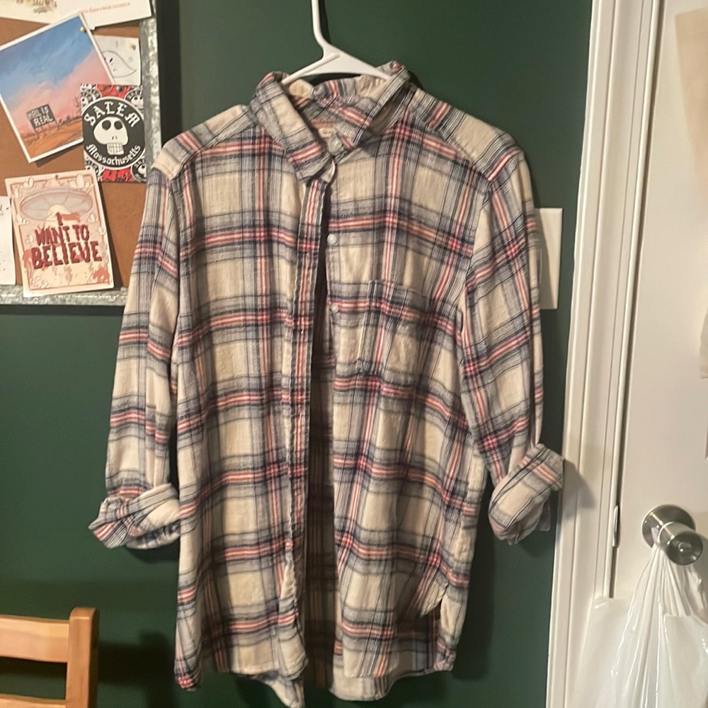Boyfriend Fit Plad Top - Old Navy